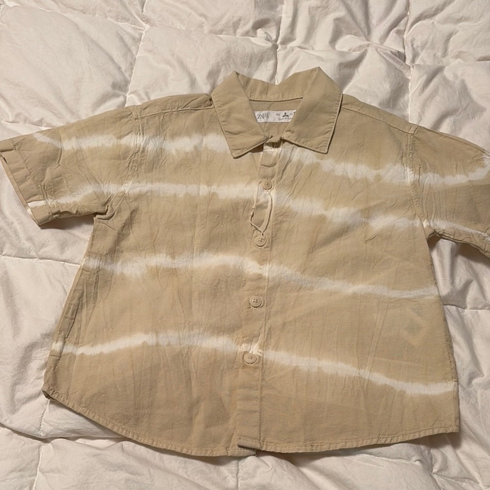 Zara  Tan Button-Up Shirt